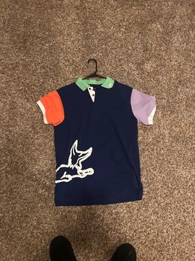 Akoo Blue Polo with Mint Green Collar